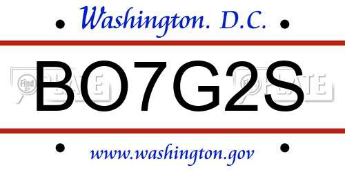BO7G2S District Of Columbia License Plate