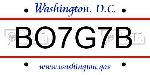 BO7G7B District Of Columbia License Plate