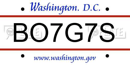 BO7G7S District Of Columbia License Plate