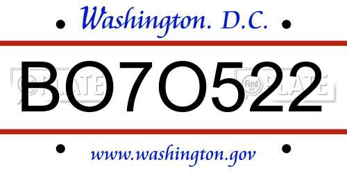 BO7O522 District Of Columbia License Plate