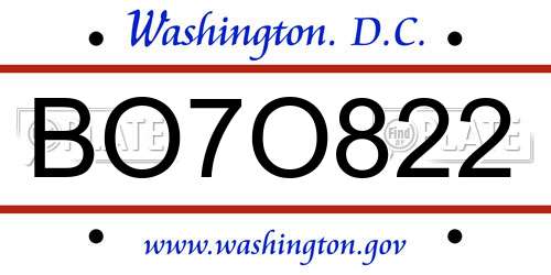 BO7O822 District Of Columbia License Plate