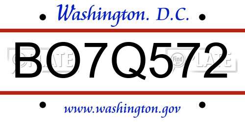 BO7Q572 District Of Columbia License Plate