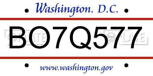 BO7Q577 District Of Columbia License Plate