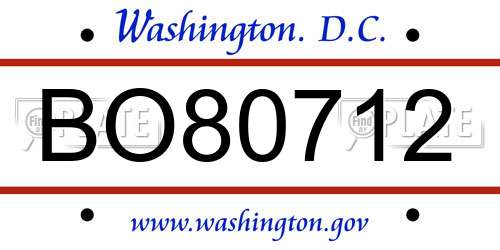 BO80712 District Of Columbia License Plate