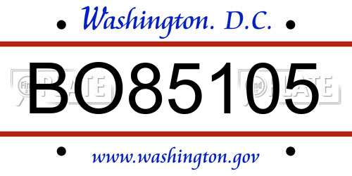 BO85105 District Of Columbia License Plate