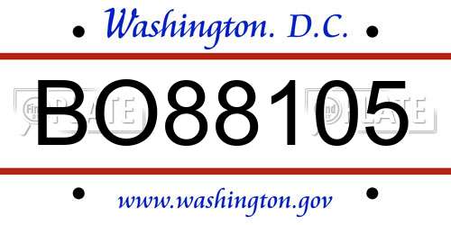 BO88105 District Of Columbia License Plate