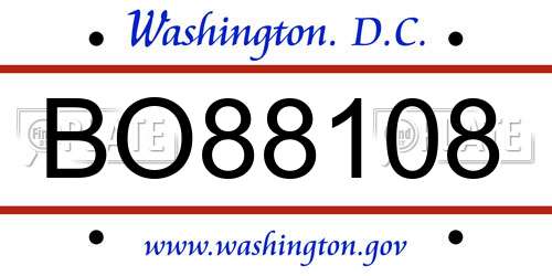 BO88108 District Of Columbia License Plate