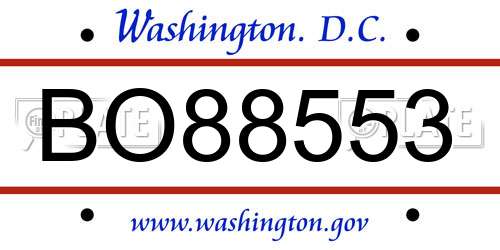 BO88553 District Of Columbia License Plate