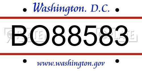 BO88583 District Of Columbia License Plate