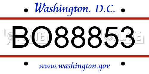 BO88853 District Of Columbia License Plate