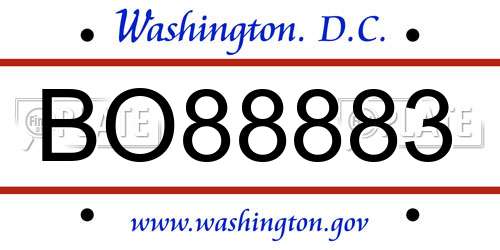 BO88883 District Of Columbia License Plate