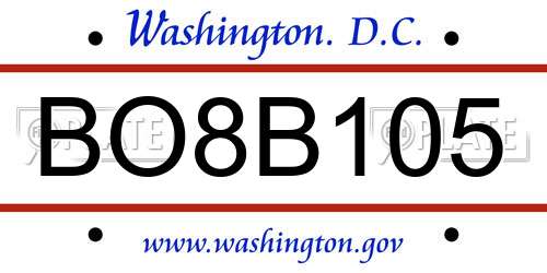 BO8B105 District Of Columbia License Plate