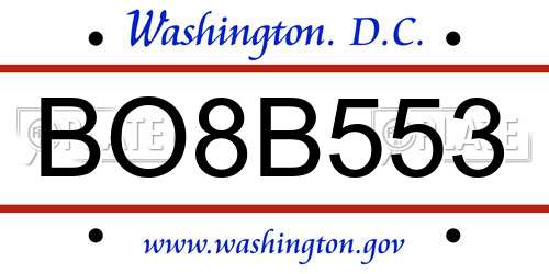 BO8B553 District Of Columbia License Plate