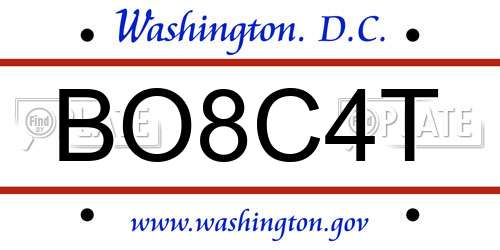 BO8C4T District Of Columbia License Plate