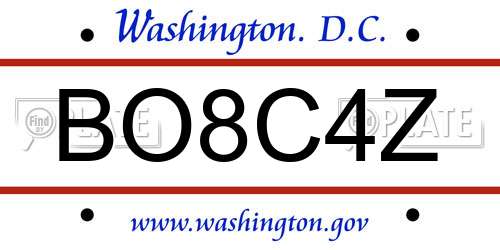 BO8C4Z District Of Columbia License Plate