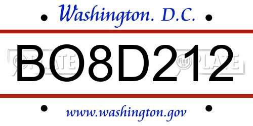 BO8D212 District Of Columbia License Plate