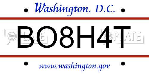 BO8H4T District Of Columbia License Plate