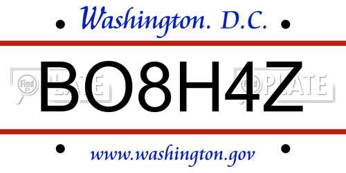 BO8H4Z District Of Columbia License Plate