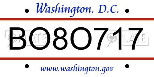 BO8O717 District Of Columbia License Plate