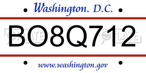 BO8Q712 District Of Columbia License Plate