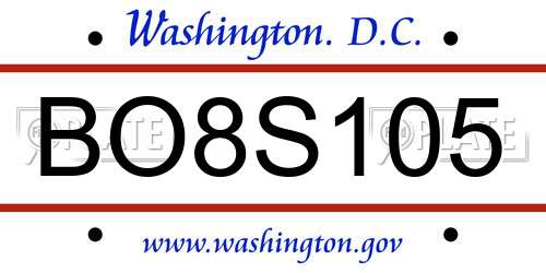 BO8S105 District Of Columbia License Plate