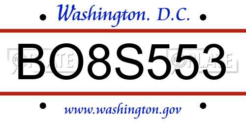 BO8S553 District Of Columbia License Plate