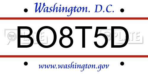 BO8T5D District Of Columbia License Plate
