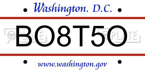 BO8T5O District Of Columbia License Plate