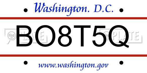 BO8T5Q District Of Columbia License Plate