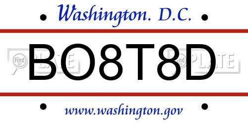 BO8T8D District Of Columbia License Plate