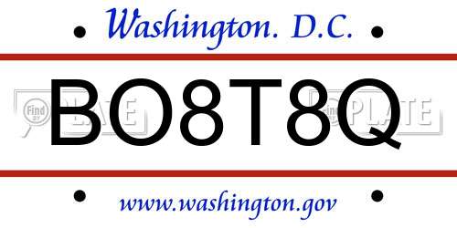 BO8T8Q District Of Columbia License Plate