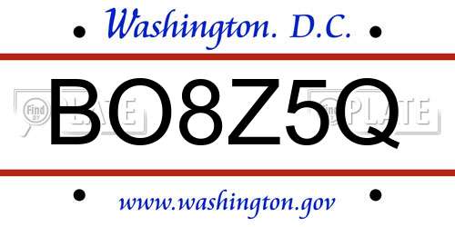 BO8Z5Q District Of Columbia License Plate