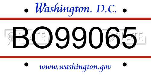 BO99065 District Of Columbia License Plate