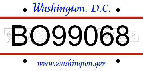 BO99068 District Of Columbia License Plate