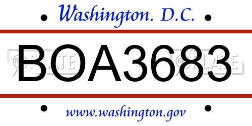 BOA3683 District Of Columbia License Plate