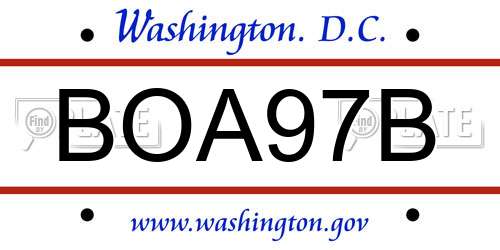 BOA97B District Of Columbia License Plate