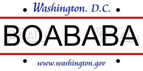 BOABABA District Of Columbia License Plate