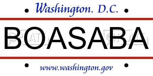 BOASABA District Of Columbia License Plate