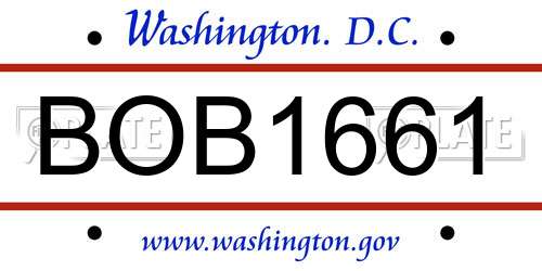 BOB1661 District Of Columbia License Plate