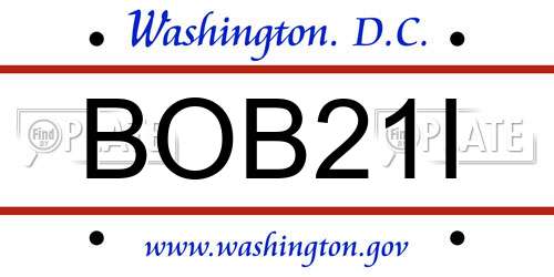 BOB21I District Of Columbia License Plate
