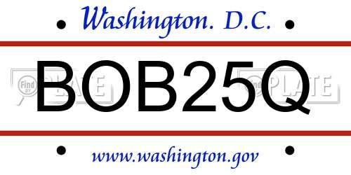 BOB25Q District Of Columbia License Plate