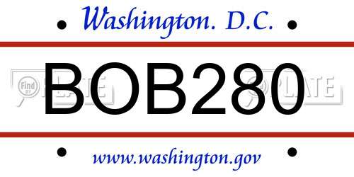 BOB280 District Of Columbia License Plate