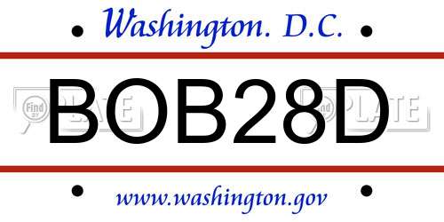 BOB28D District Of Columbia License Plate