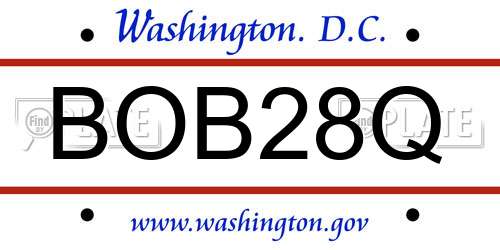 BOB28Q District Of Columbia License Plate