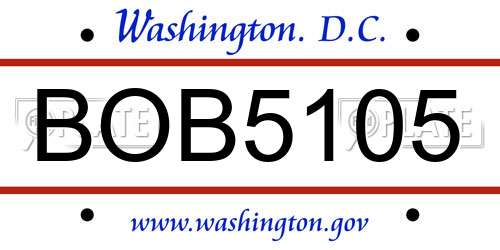 BOB5105 District Of Columbia License Plate