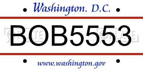 BOB5553 District Of Columbia License Plate