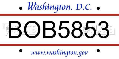 BOB5853 District Of Columbia License Plate