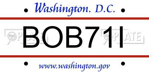 BOB71I District Of Columbia License Plate