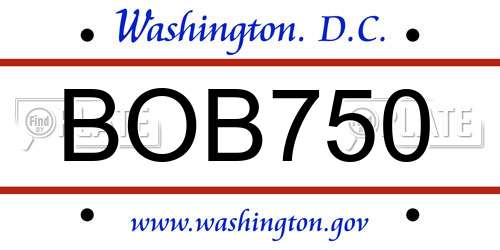 BOB750 District Of Columbia License Plate