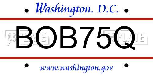 BOB75Q District Of Columbia License Plate